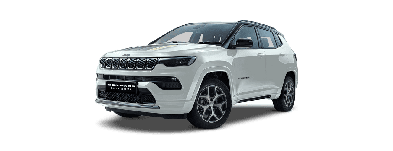 Jeep Compass in Pearl White & Black Roof