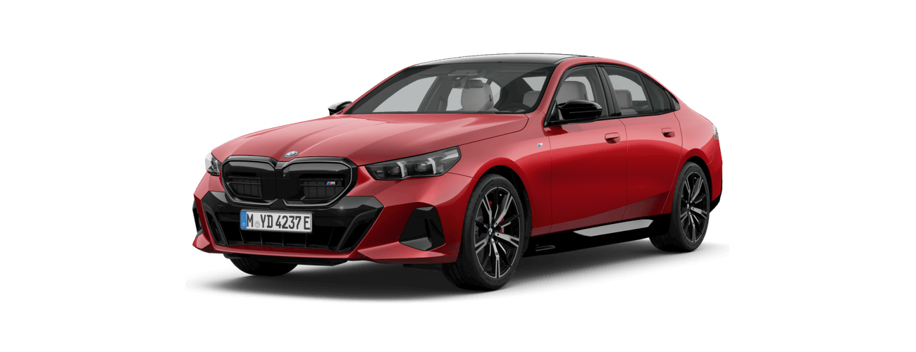 BMW i5 M60 in Fire Red metallic