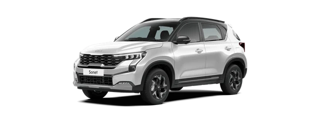 Kia Sonet in Glacier White Pearl Aurora Black Pearl