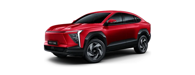 Mahindra XEV 9e in Tango Red