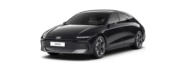 Hyundai Ioniq 6 in black, front three-quarter